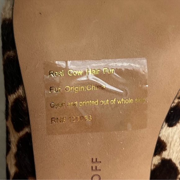 Rebecca Minkoff size 8.5 Gabian Lepard Print real calf hair mid-heel mules NWOB - Picture 6 of 7